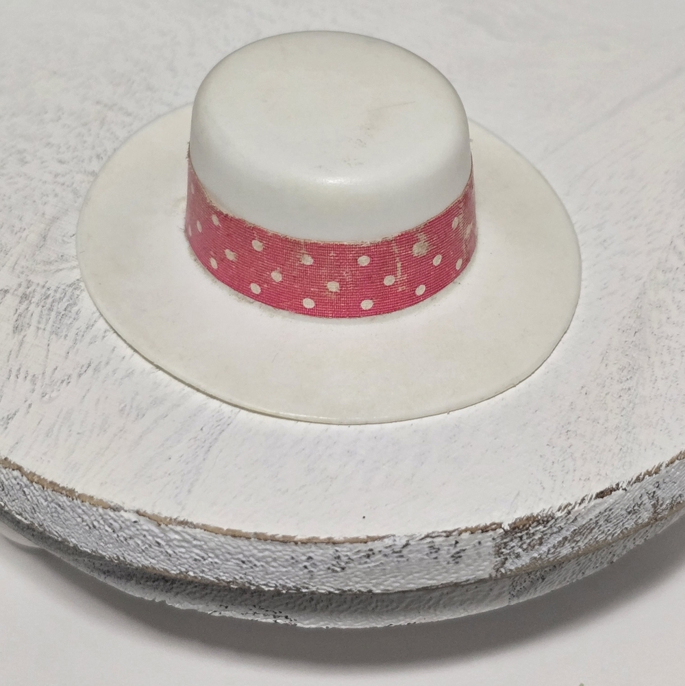 Vintage Barbie Polka Dot Hat White & Pink - Used ~ Read Details